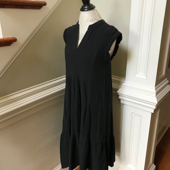 We are Sundays Cotton Gauze Midi Dress Womens 2 Small Black V-Neck Sleeveless - Picture 7 of 11